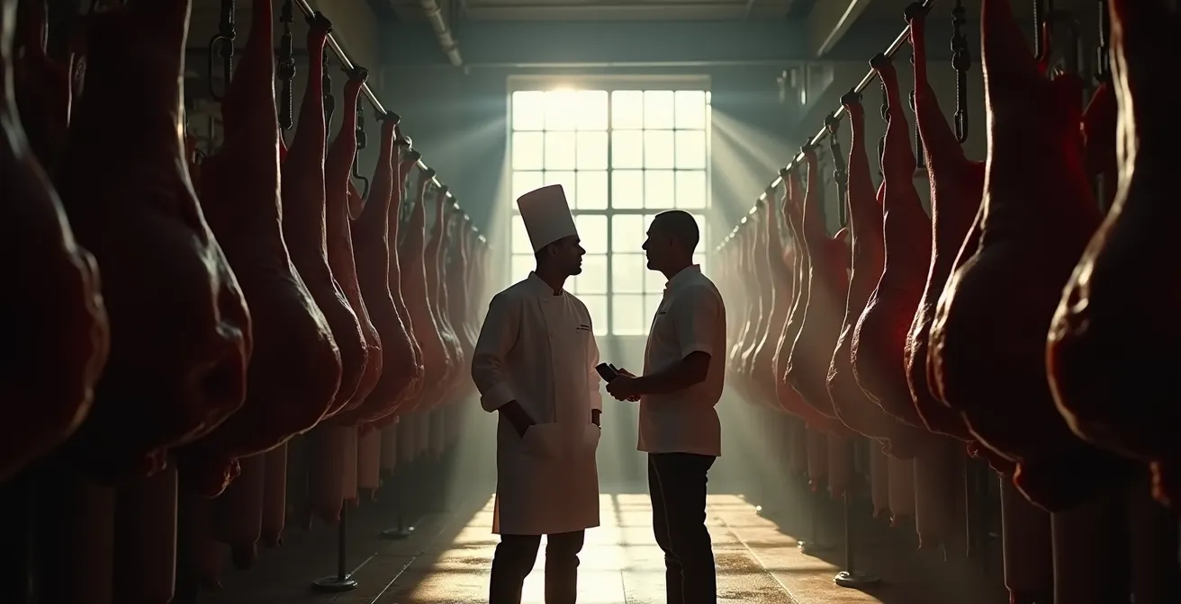 Vue environnementale d'une chambre de maturation avec chef et grossiste